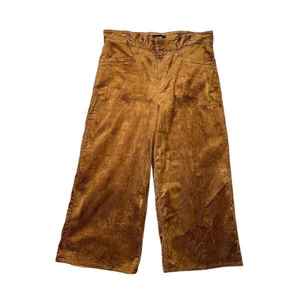 PAIGE Women's Sutton Paperbag Crop Wide Leg Corduroy Pants Brown High Rise 32 - Picture 1 of 13